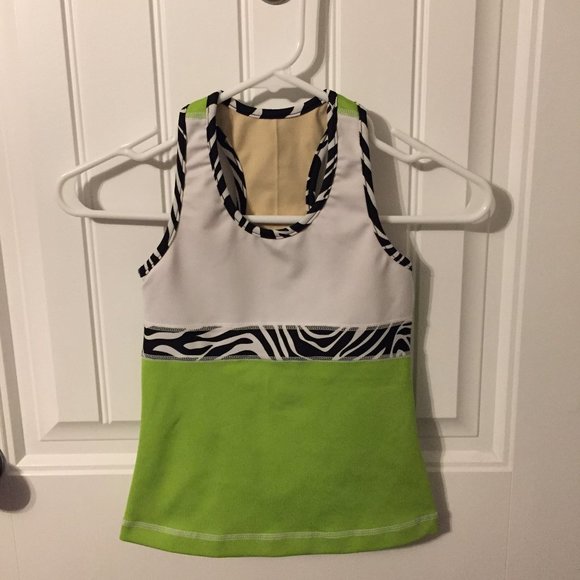 Triple Flip White/Lime Green Zebra Tank Top Size 3 - Picture 1 of 3